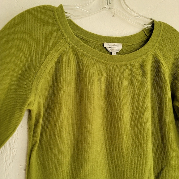 Max Mara Chartreuse Green Lightweight Wool Sweater Top Long Sleeve Size Small - Picture 4 of 14